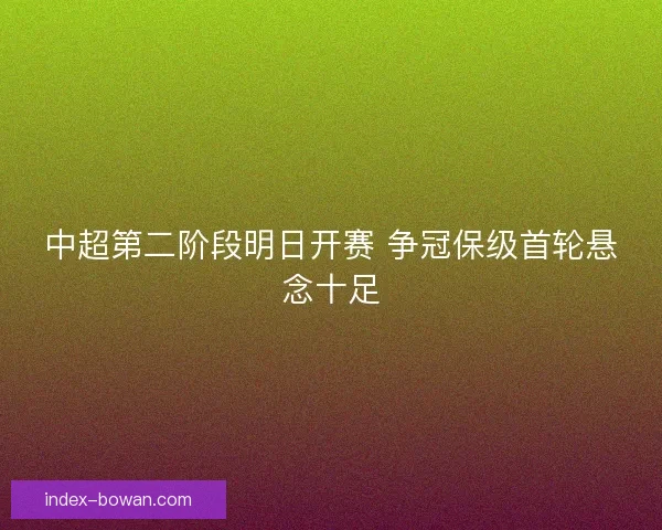 中超第二阶段明日开赛 争冠保级首轮悬念十足
