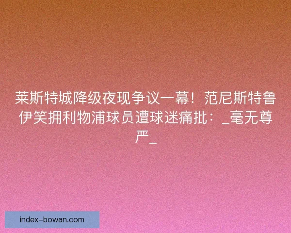 莱斯特城降级夜现争议一幕！范尼斯特鲁伊笑拥利物浦球员遭球迷痛批：_毫无尊严_